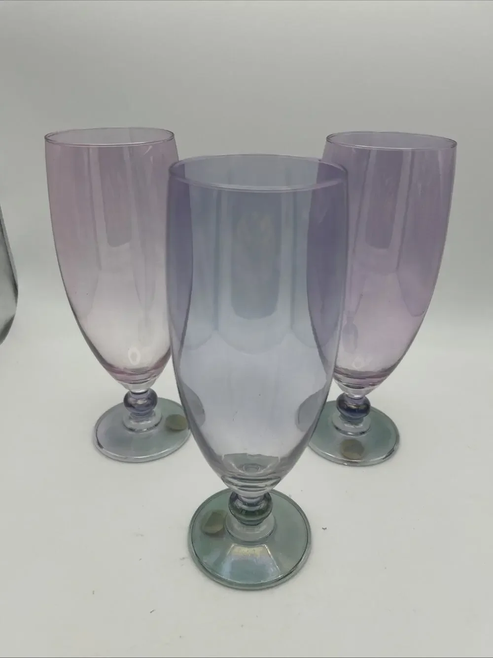 Luster Cocktail Glasses. Made In Italy, 1970’s Set Of 3. Two Pink One Purple.